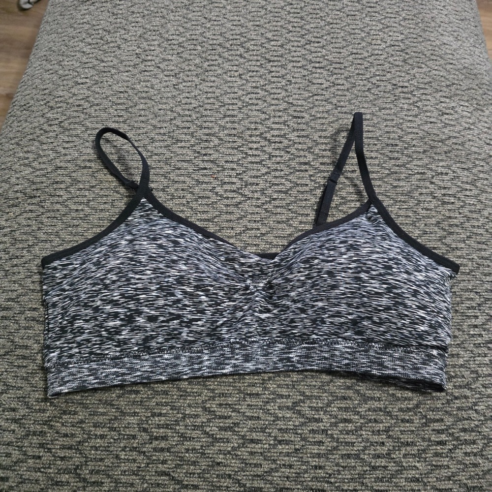 Flirtitude Bralette Womens XL Black Gray Space‎ Dye Adjustable Straps Sporty